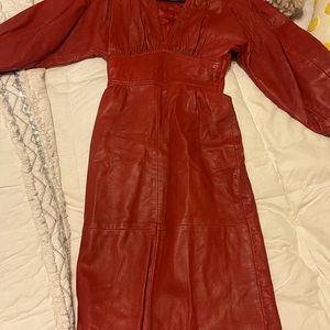 Red North Beach leather dress vintage